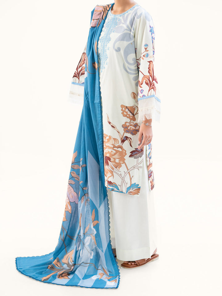 Cambric Cream Unstitched Suit - Almirah