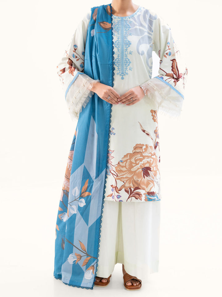 Cambric Cream Unstitched Suit - Almirah