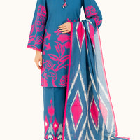 Cambric Blue Unstitched Suit - Almirah