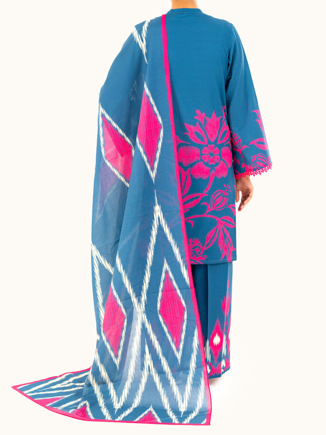 Cambric Blue Unstitched Suit - Almirah