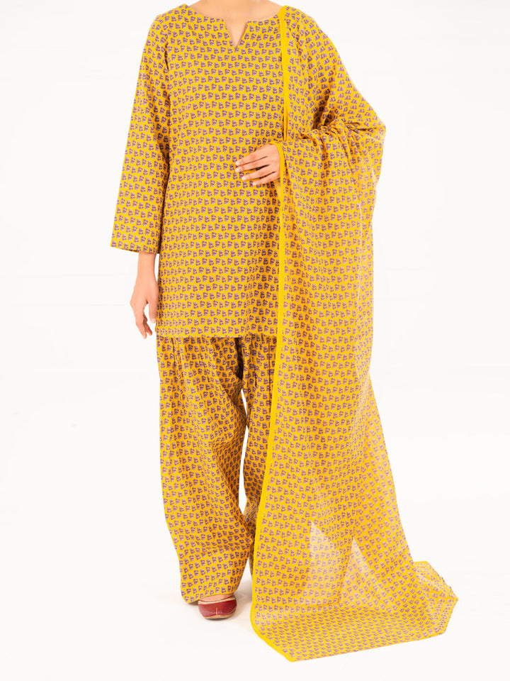 Cambric Mustard Stitched Suit - Almirah