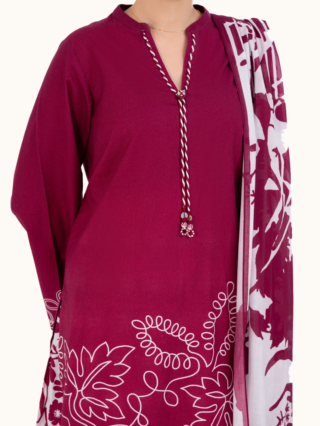 Cambric Maroon Stitched Suit - Almirah
