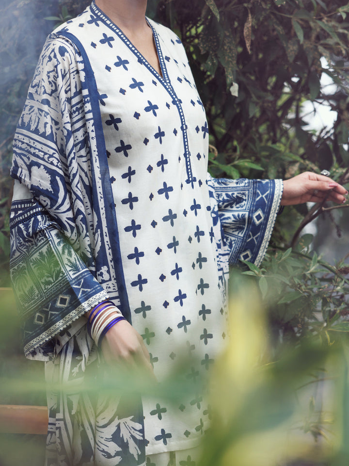 Cambric Off White Stitched Suit - Almirah