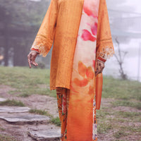 Swiss Jacquard Yellow Stitched Suit - Almirah