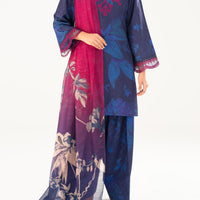 Swiss Jacquard Blue Stitched Suit - Almirah