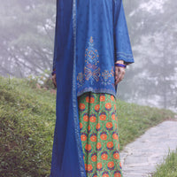 Dobby Blue Stitched Suit - Almirah