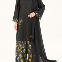 Dobby Black Stitched Suit - Almirah