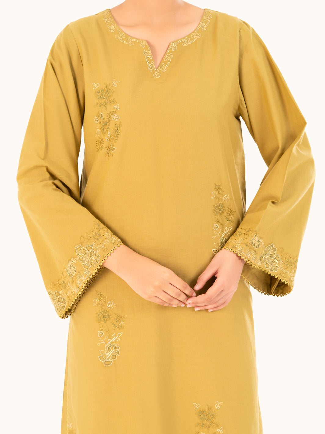 Cambric Mehendi Green Kurti - Almirah