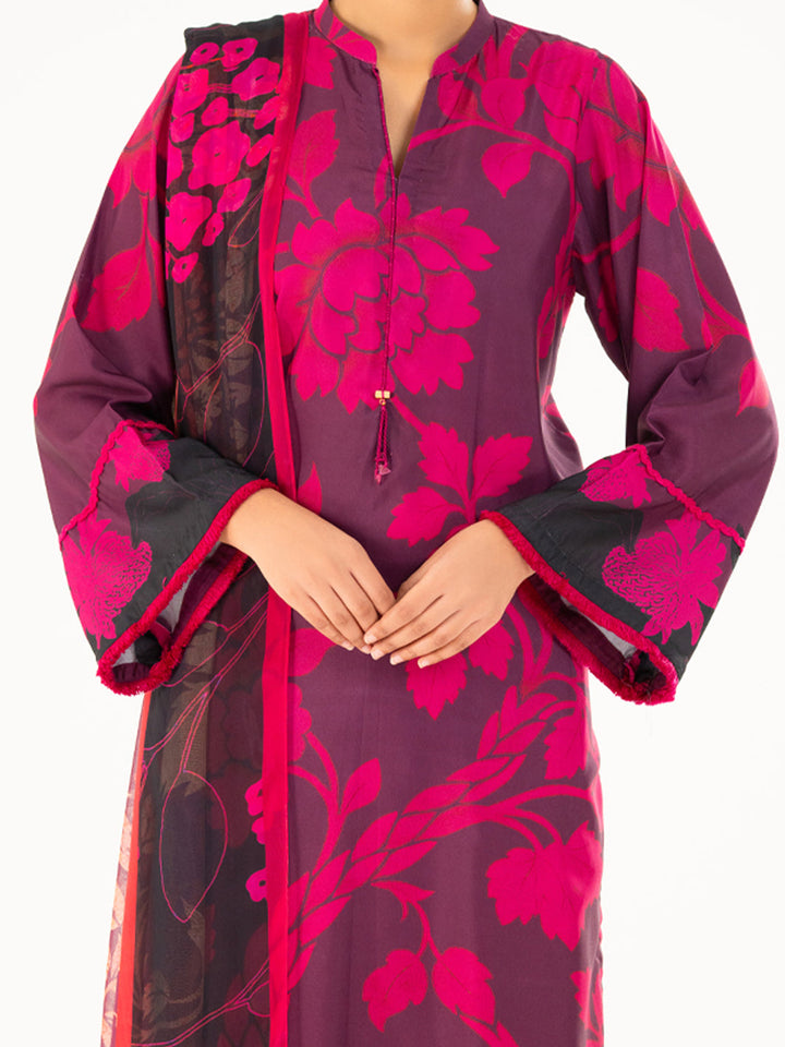 Cambric Purple Unstitched Suit - Almirah