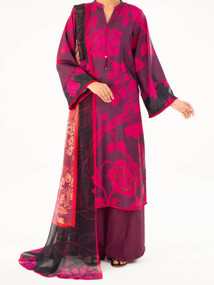 Cambric Purple Unstitched Suit - Almirah