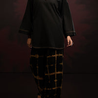 Dobby Black Stitched Suit - Almirah