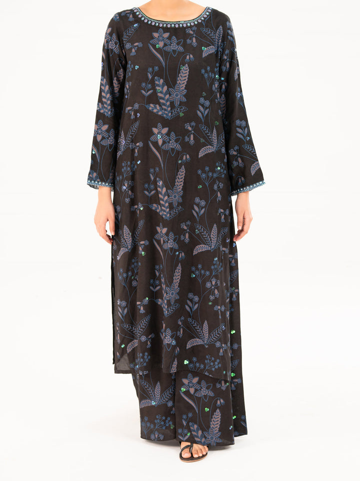 Viscose Black Stitched Suit - Almirah