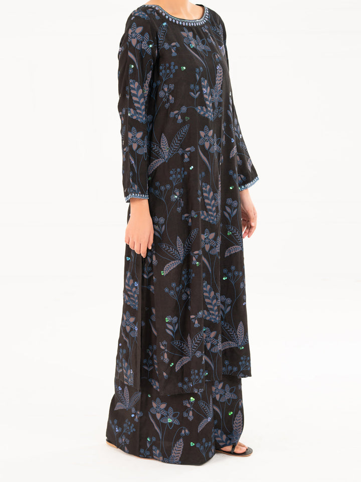 Viscose Black Stitched Suit - Almirah