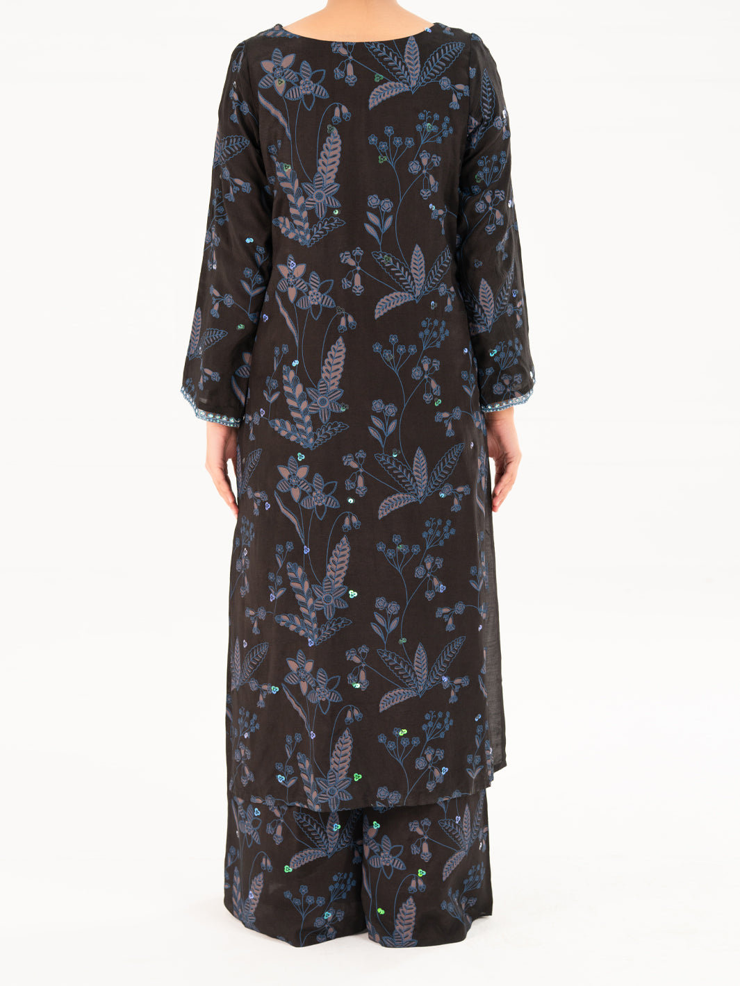 Viscose Black Stitched Suit - Almirah