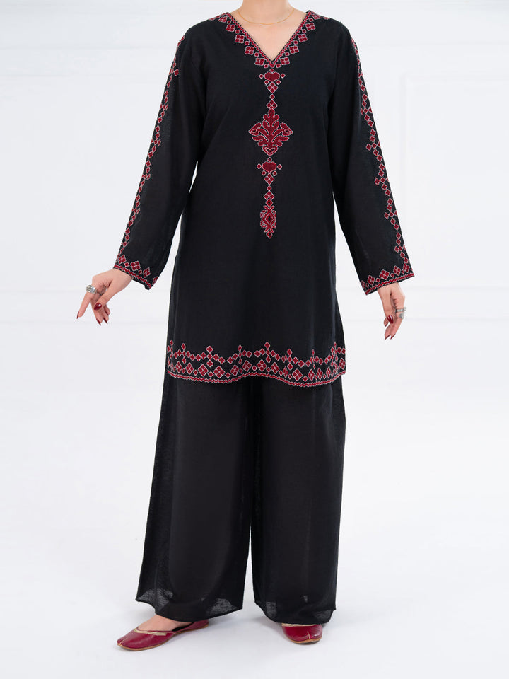 Cambric Black Stitched Suit - Almirah