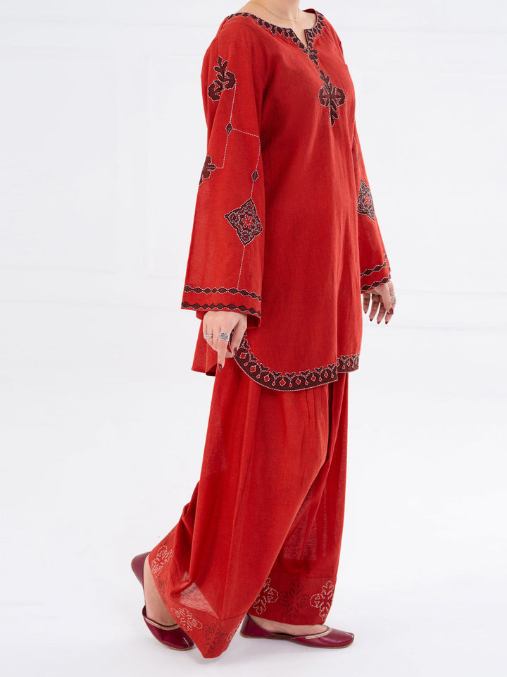 Cambric Rust Stitched Suit - Almirah