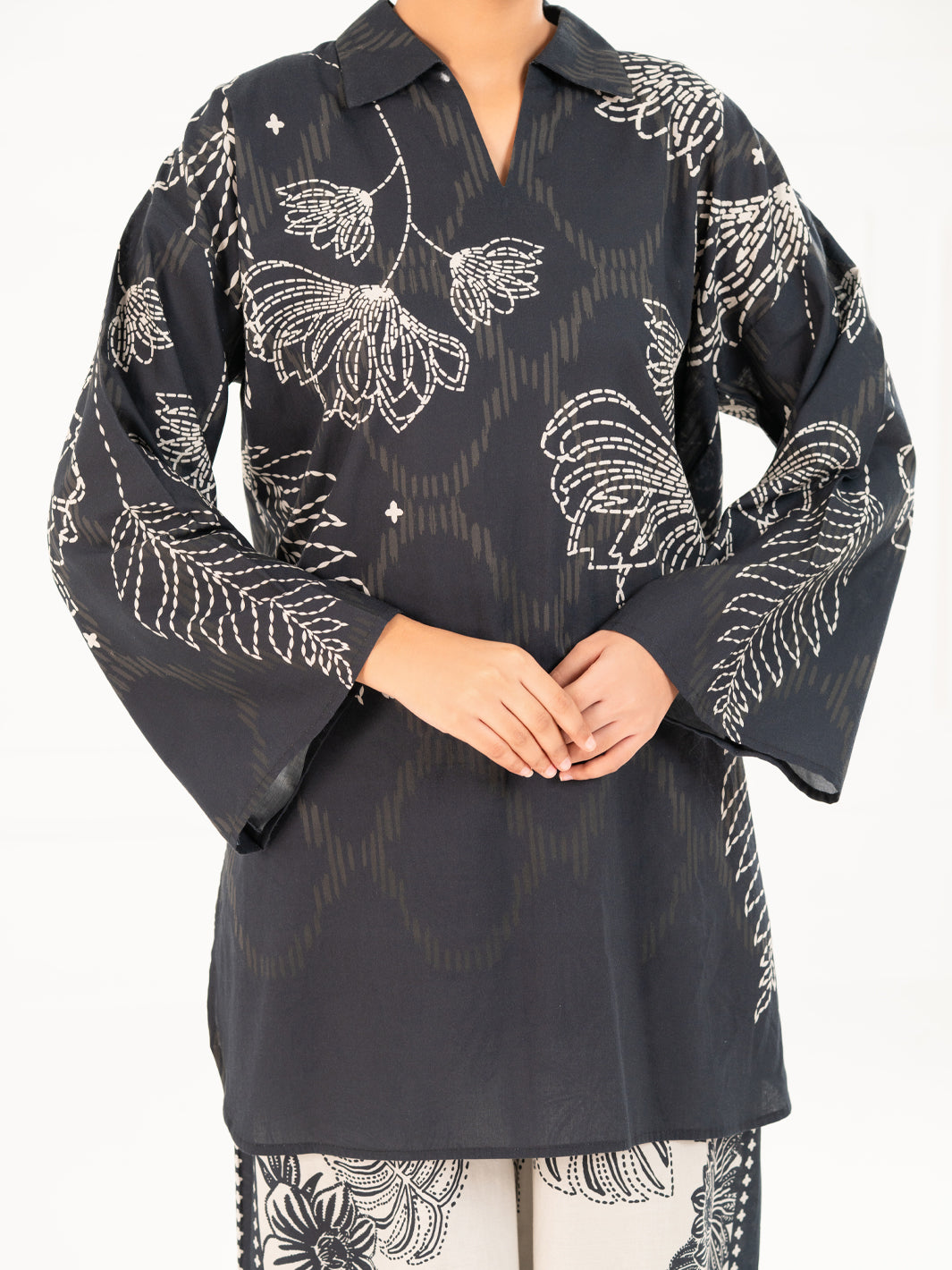 Cambric Black Kurti - Almirah