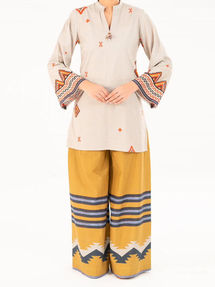 Cambric Beige Kurti - Almirah