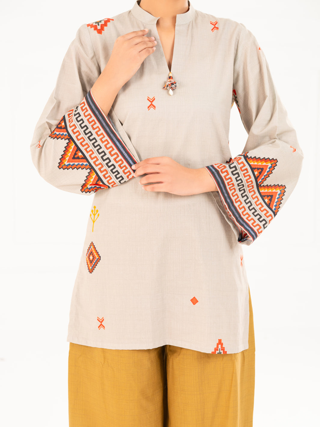 Cambric Beige Kurti - Almirah