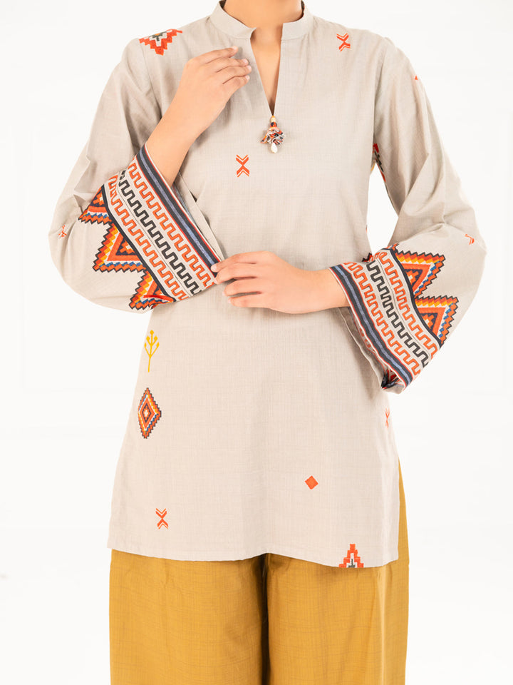 Cambric Beige Kurti - Almirah