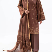 Cambric Brown Unstitched Suit - Almirah