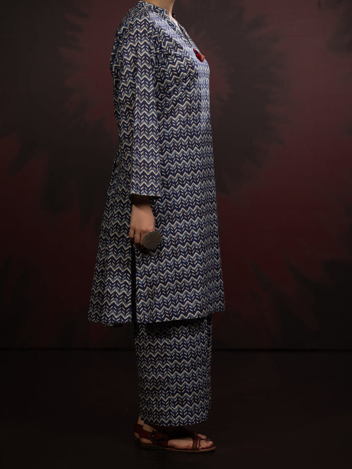 Cambric Blue Stitched Suit - Almirah
