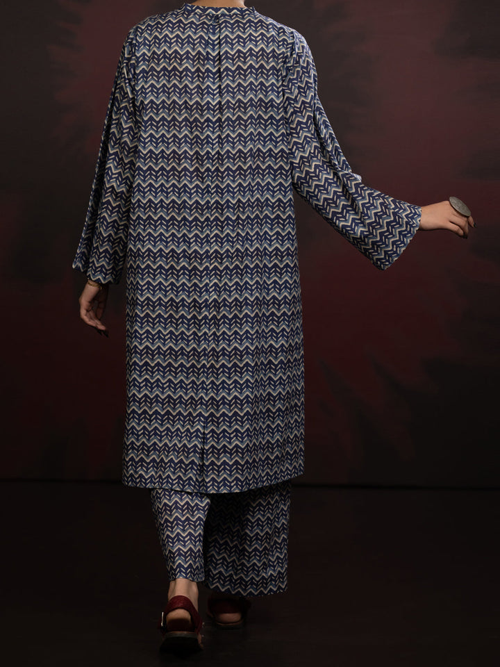 Cambric Blue Stitched Suit - Almirah