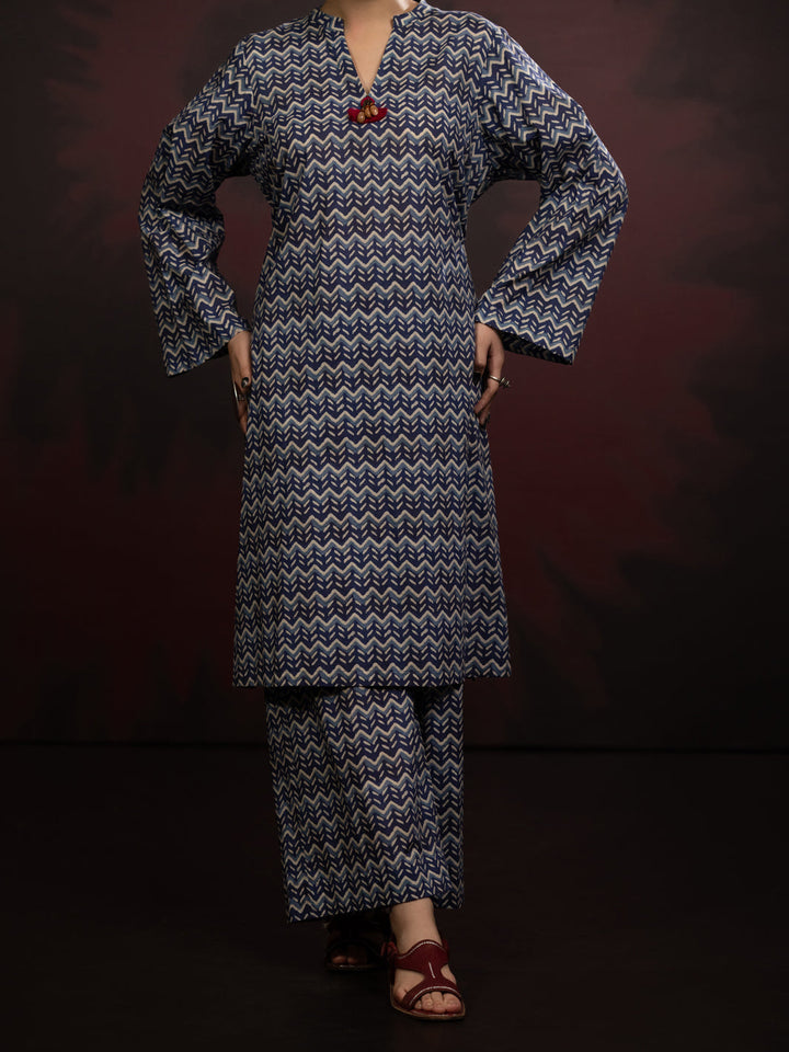 Cambric Blue Stitched Suit - Almirah