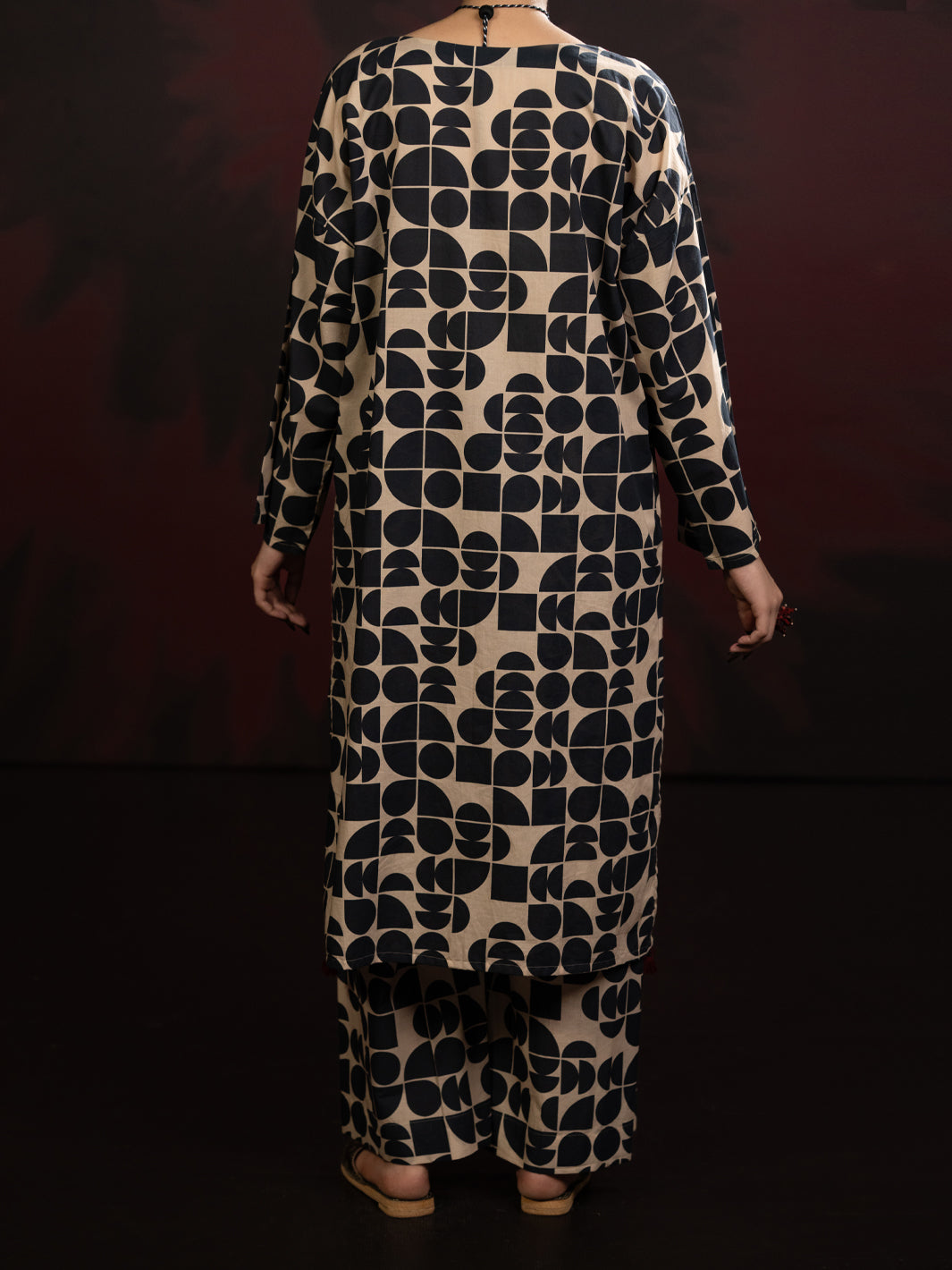 Cambric Black & White Stitched Suit - Almirah