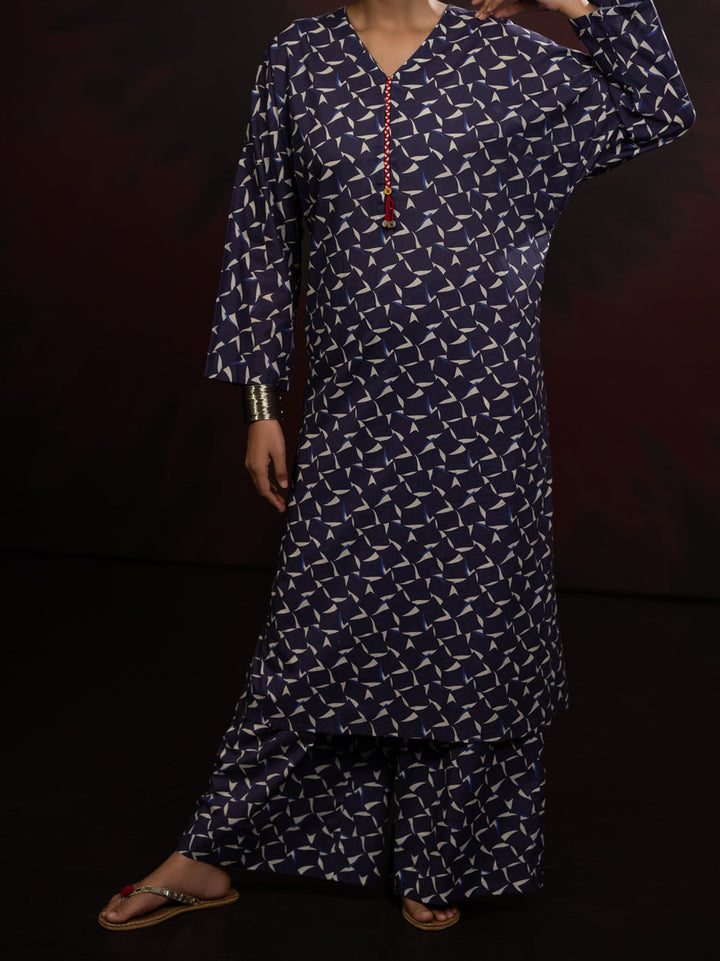 Cambric Blue Stitched Suit - Almirah