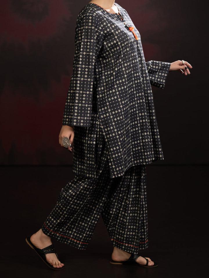 Cambric Black Stitched Suit - Almirah