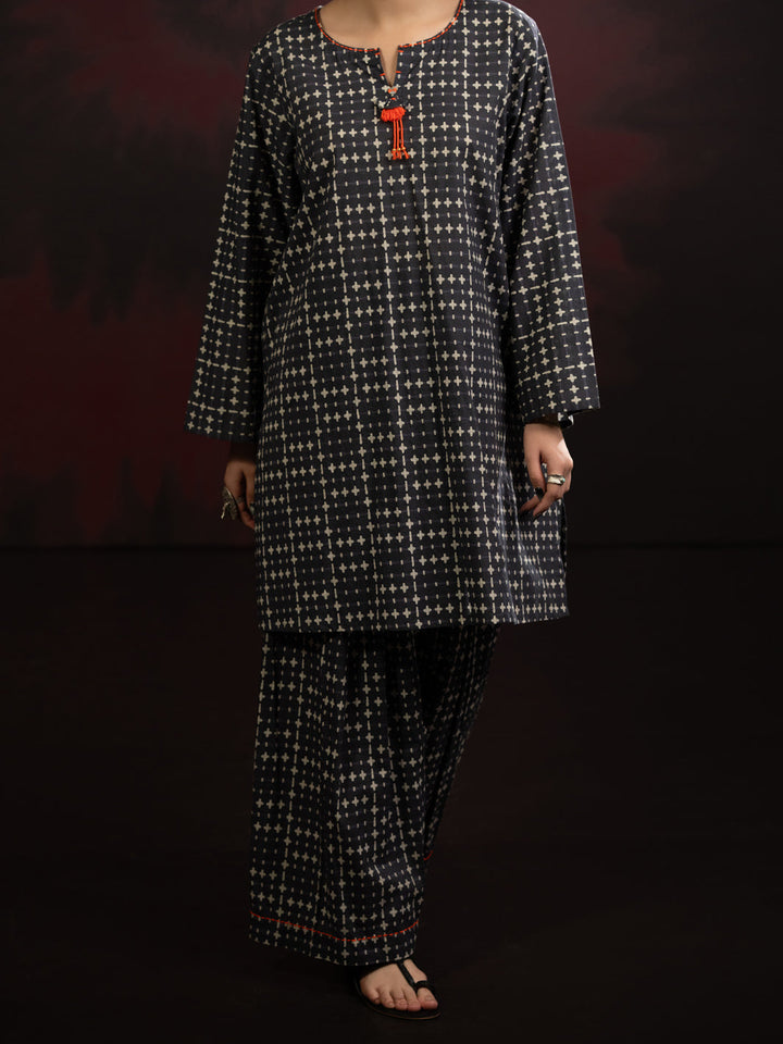 Cambric Black Stitched Suit - Almirah