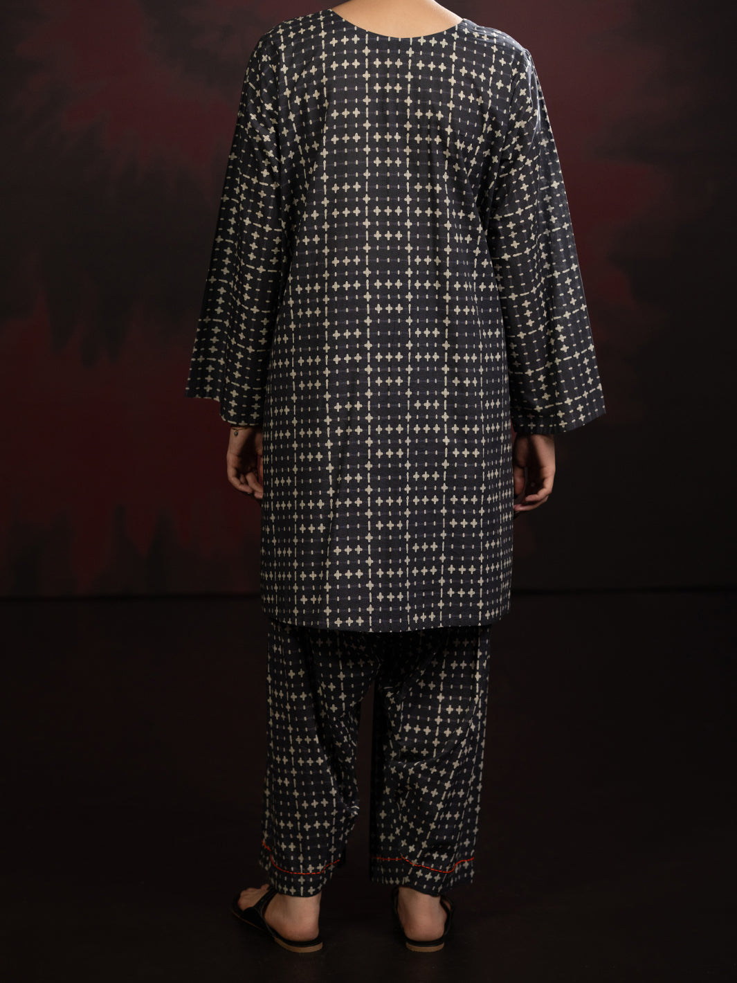 Cambric Black Stitched Suit - Almirah