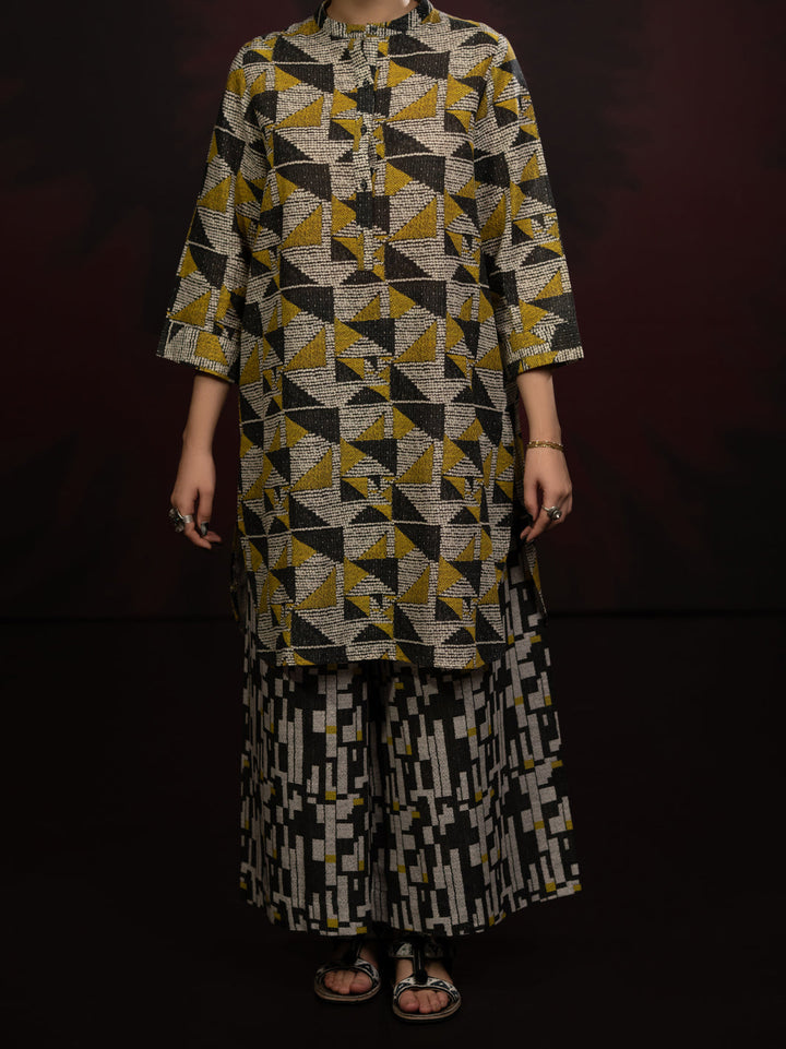 Slub Khaddar Charcoal Stitched Suit - Almirah