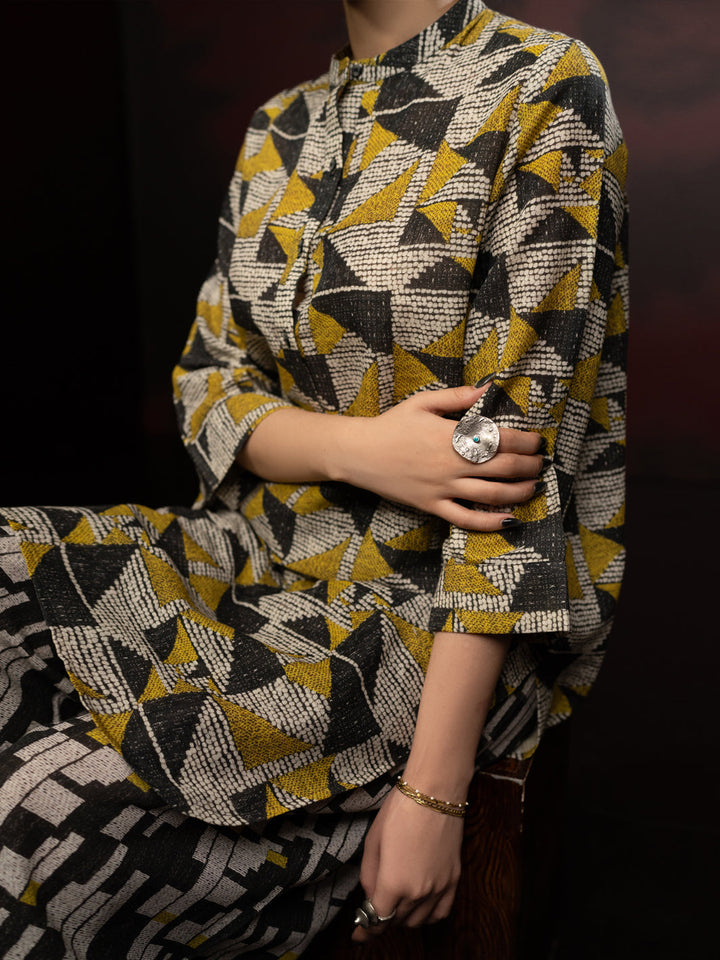 Slub Khaddar Charcoal Stitched Suit - Almirah