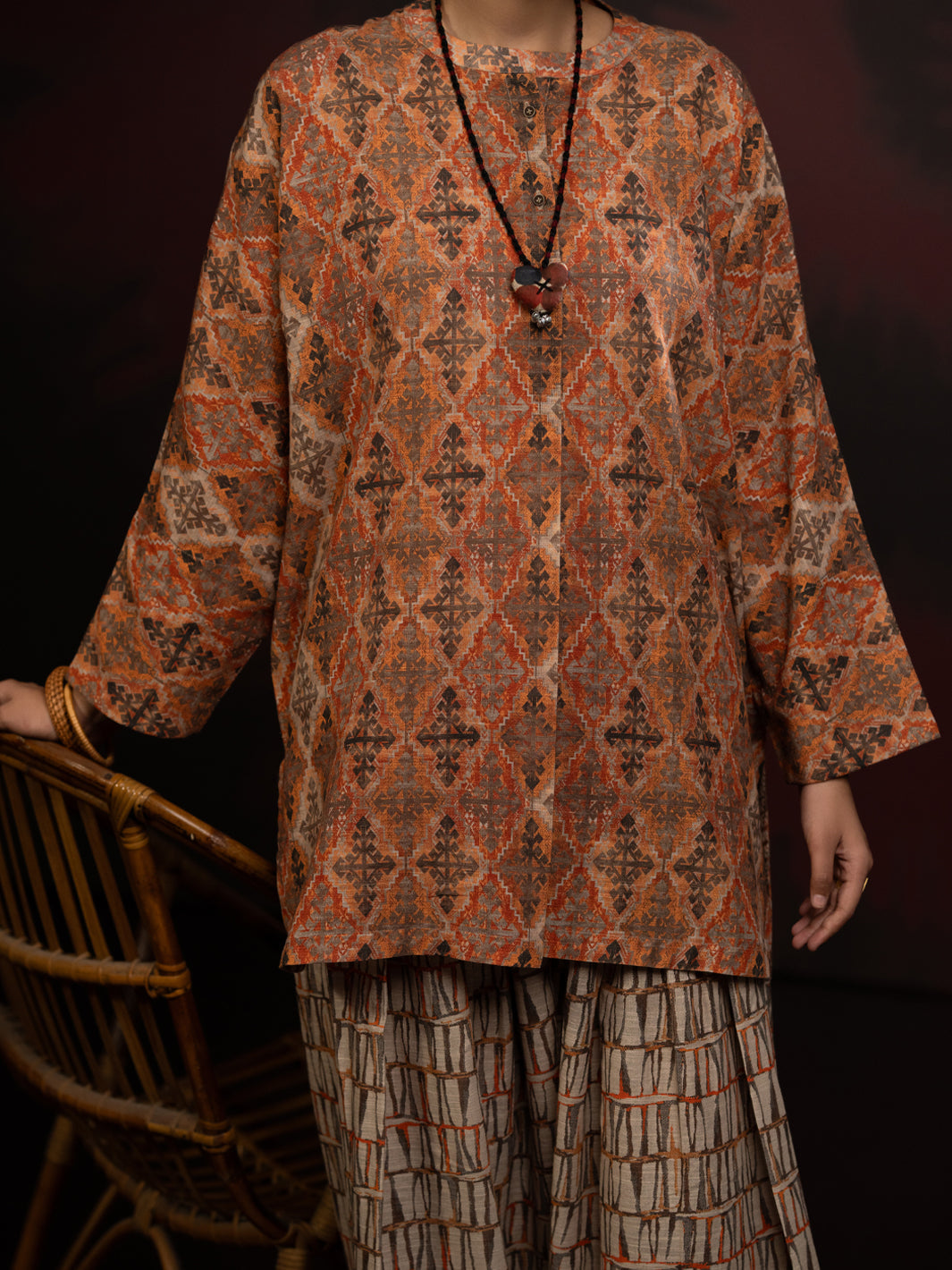 Slub Khaddar Copper Stitched Suit - Almirah