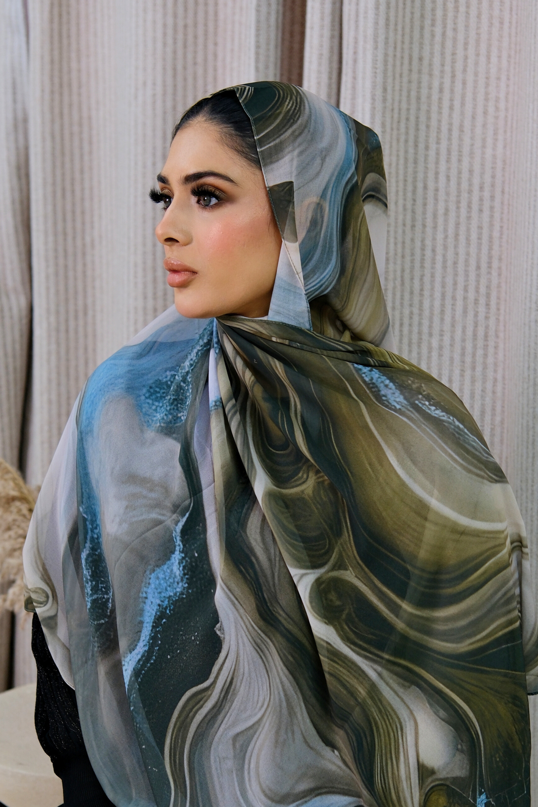 Stone Flow Khaki Printed Hijab