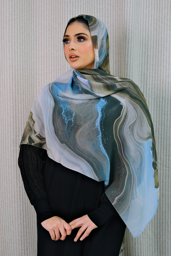 Stone Flow Khaki Printed Hijab