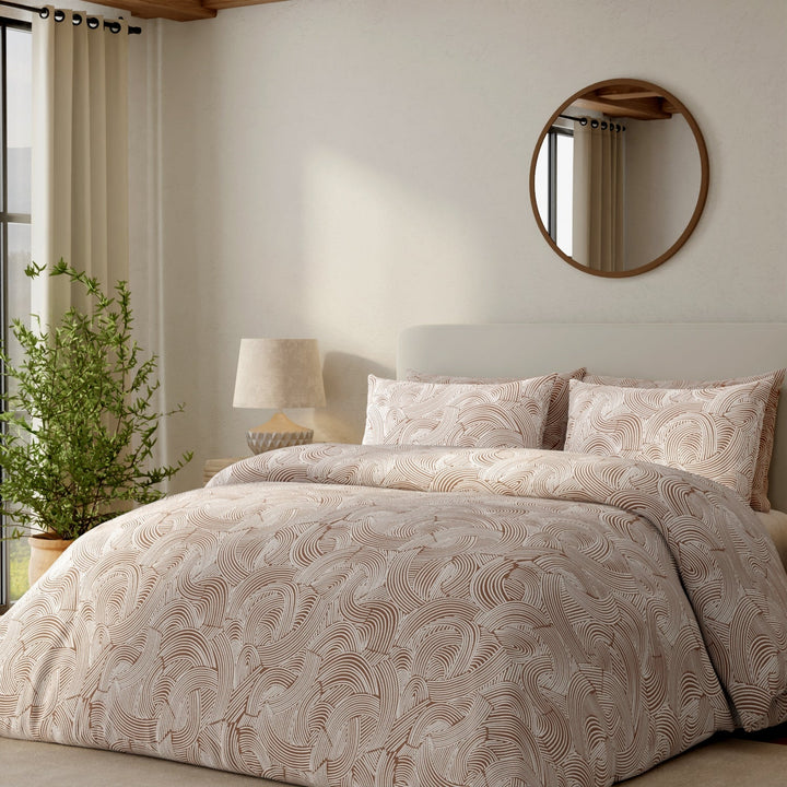 Vantona Abstract Mark Duvet Cover Set - Mocha
