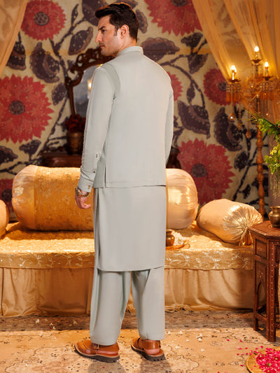 Silver Blended Light Green Shalwar Kameez - Panjnad by J. Junaid Jamshed