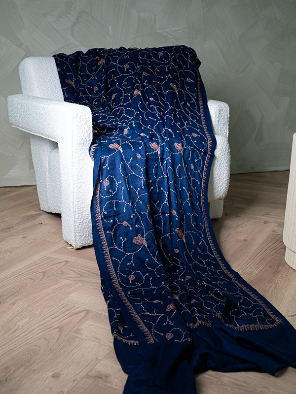 Jall Navy Blue Shawl  - Janan