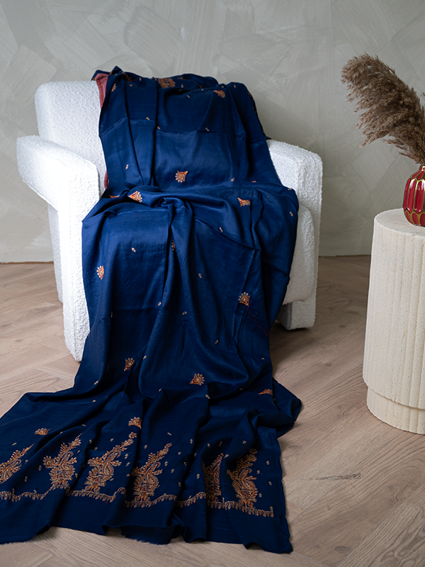 Kunj Palla Navy Blue Shawl  - Janan