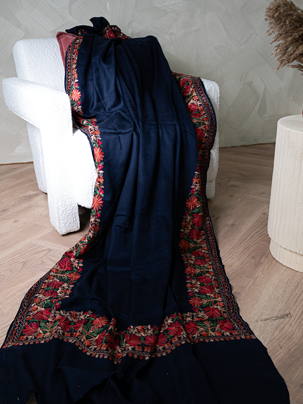 Toupdaar Aari Navy Blue Shawl  - Janan