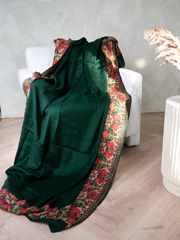 Toupdaar Aari Dark Green Shawl  - Janan