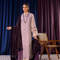 Embroidered Wool Lilac Stitched Suit - Lala Brocade Vol I