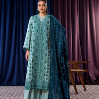 Embroidered Wool Ferozi Stitched Suit - Lala Brocade Vol I