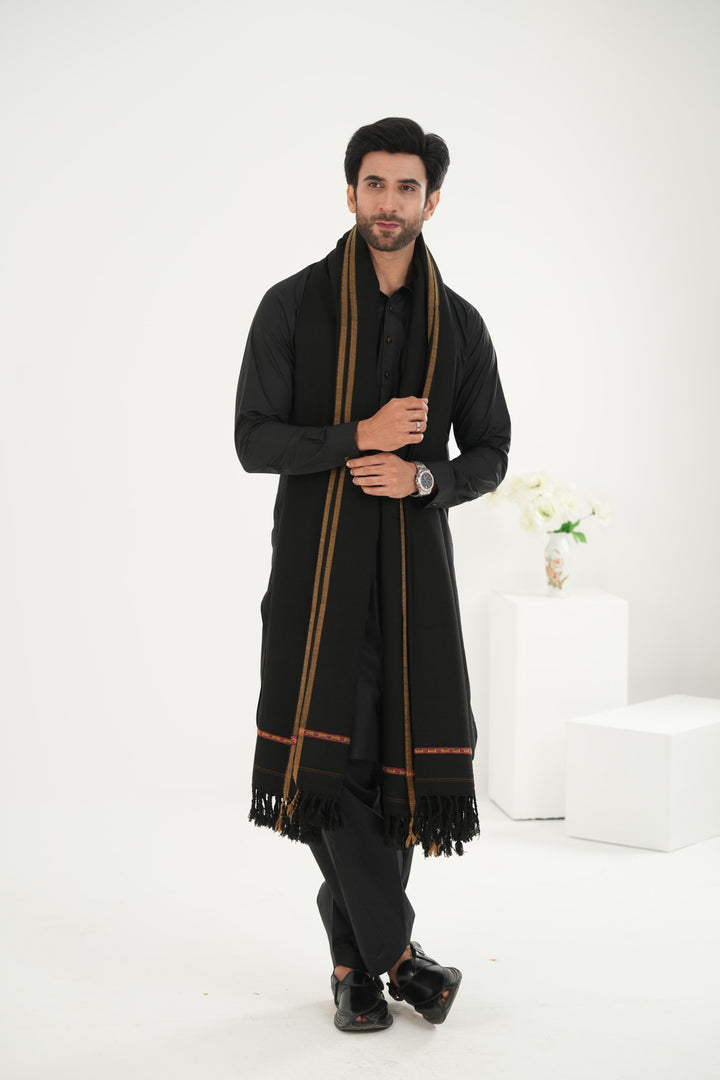 Premium Black Dhussa Wool Shawl - Jiah