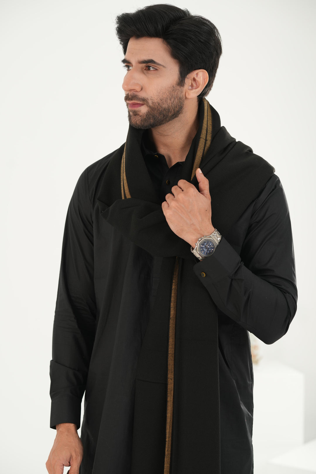 Premium Black Dhussa Wool Shawl - Jiah