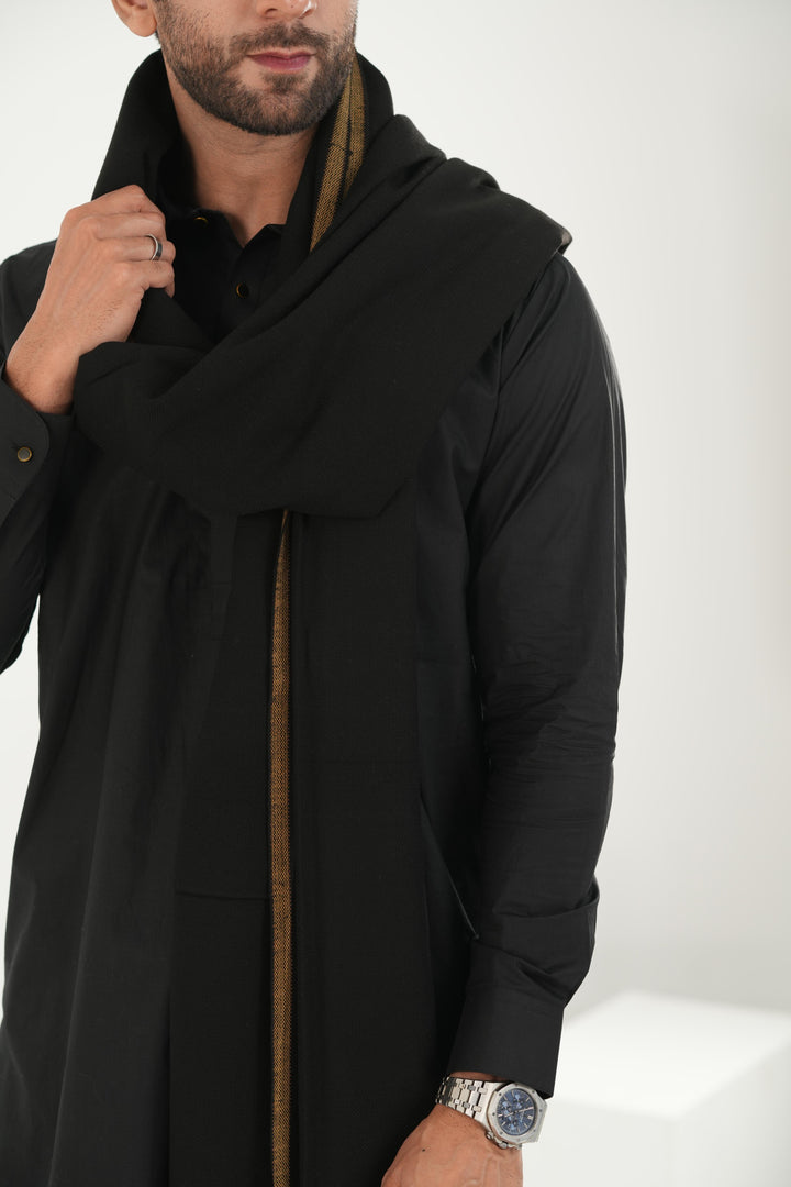 Premium Black Dhussa Wool Shawl - Jiah