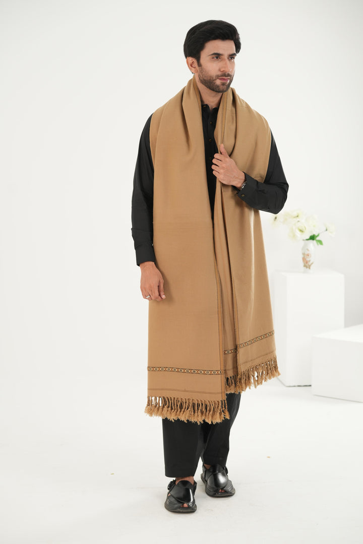 Premium Light Brown Dhussa Wool Shawl - Jiah